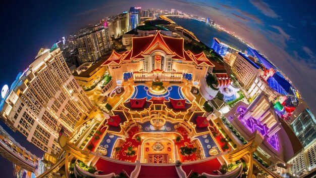 Photo amazing panoramic view on macao casino cityscape in city center