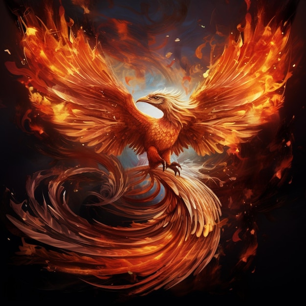 Amazing phoenix magical phoenix mythology red photography image AI generated art