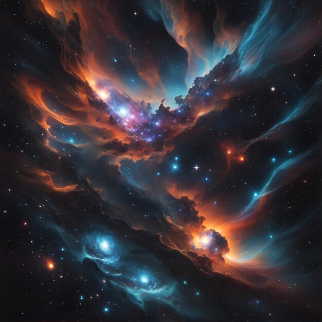 Amazing photo of a nebula where colors like blue and orange predominate