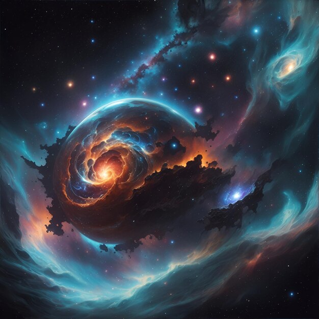 Amazing photo of a nebula where colors like blue and orange predominate