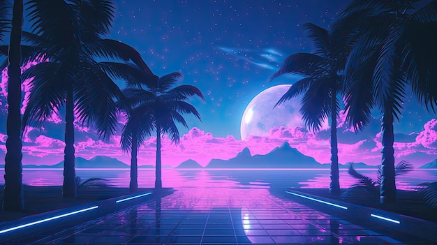 非常に詳細なvaporwaveの素晴らしい写真