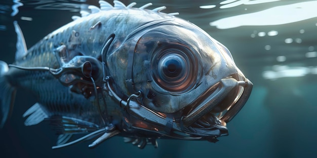 写真 海の未来的なロボット インプラントのサイボーグ魚の素晴らしい写真
