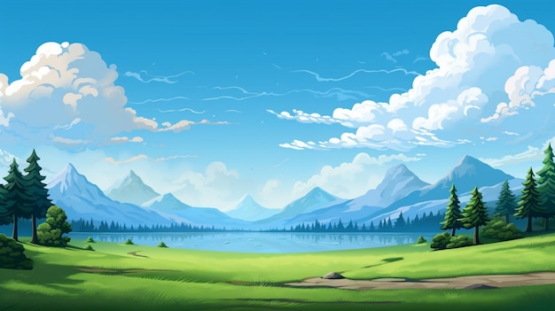 Amazing pixel art ui design with outdoor landscape background