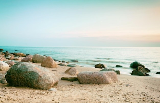 Amazing rocky beach landscape tropical seascape concept