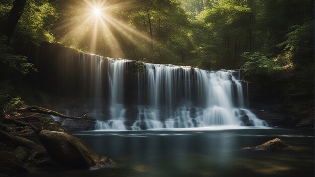 Foto una foto straordinaria di una piccola cascata circondata da una natura bellissima