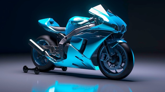 A amazing sky blue color bike shown with amazing light