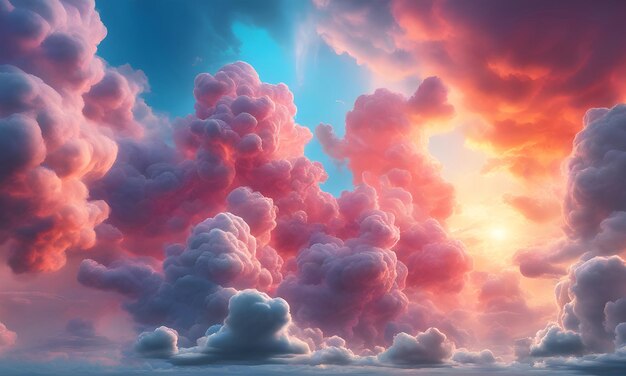 Photo amazing sky with fluffy clouds background