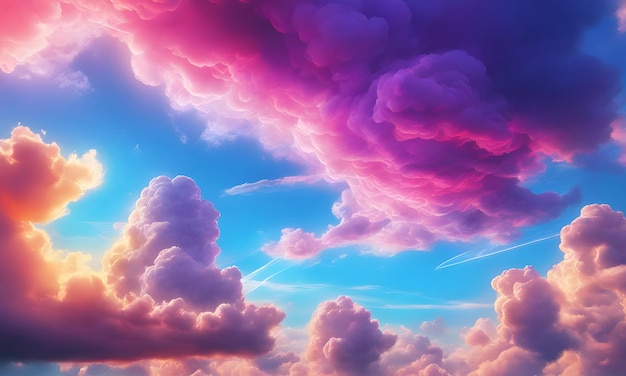 Amazing Sky with Fluffy Clouds Background