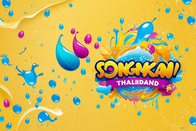 Photo amazing songkran thailand festival colorful water design on yellow background