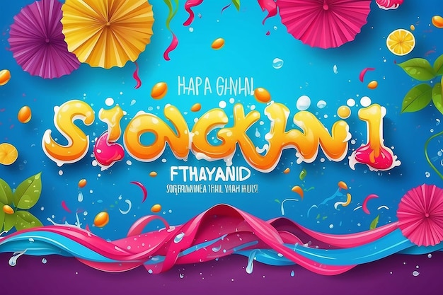 Amazing Songkran thailand festival message colorful design banner vector illustration