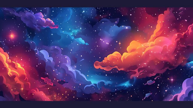 Удивительный космический фон с красочными облаками Это изображение идеально подходит для любого проекта, который нуждается в прикосновении чуда и загадки