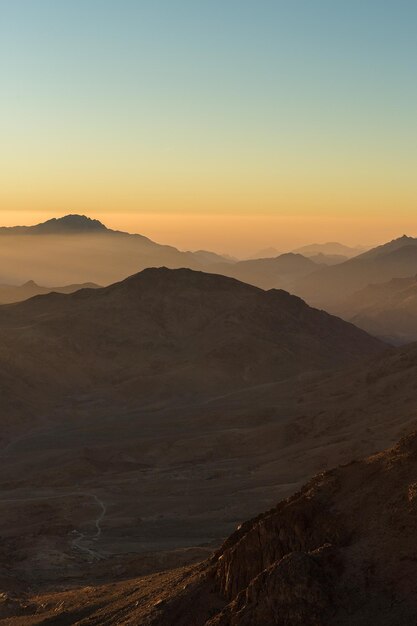 Amazing Sunrise at Sinai Mountain Beautiful dawn in Egypt Beautiful view from the mountain