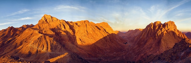 Amazing Sunrise at Sinai Mountain, Beautiful dawn in Egypt, Beautiful view from the mountain