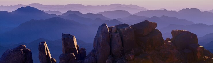 Amazing Sunrise at Sinai Mountain, Beautiful dawn in Egypt, Beautiful view from the mountain