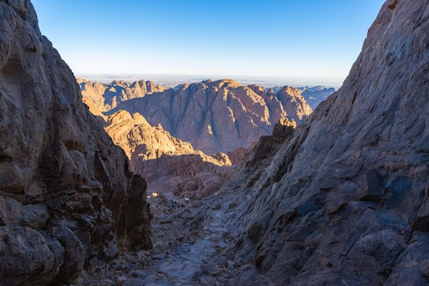 Amazing Sunrise at Sinai Mountain, Beautiful dawn in Egypt, Beautiful view from the mountain