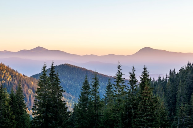 Amazing sunset in mountains