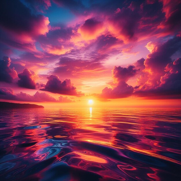 Photo amazing sunset over the sea