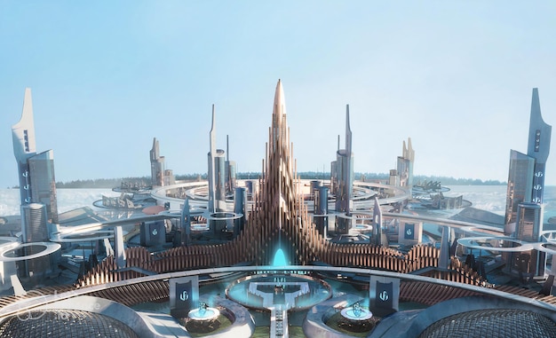 Photo amazing tomorrowland concept building with the future