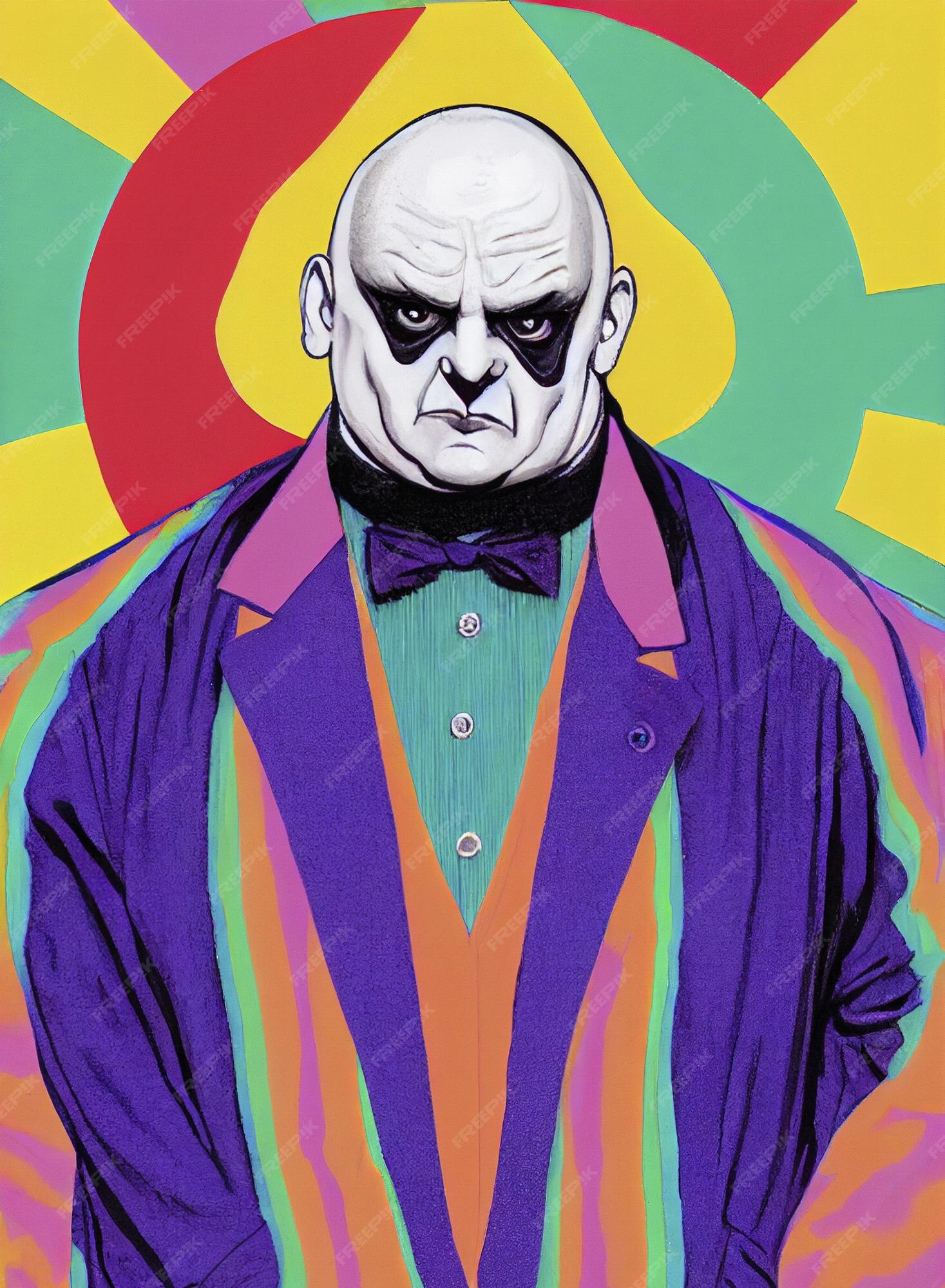 Premium Photo | An amazing trippy colorful humorous illustration of uncle fester addams bright vibrant colors halloween card digital art 3d illustration Premium Photo | An amazing trippy colorful humorous illustration of uncle fester addams bright vibrant colors halloween card digital art 3d illustration