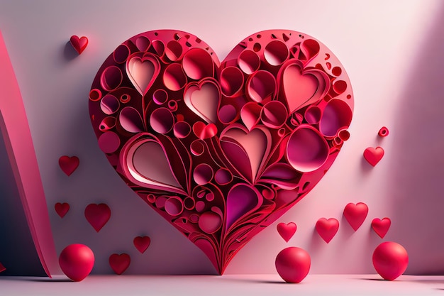 Amazing Valentines day 3D red pink