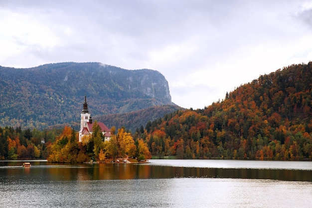 Amazing View On Bled Lake Autumn in Slovenia Europe