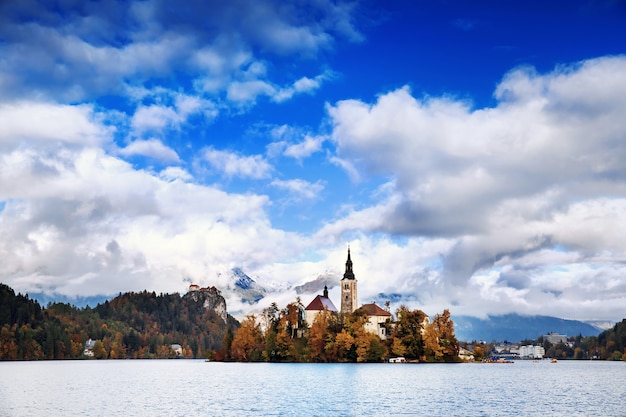 Amazing View On Bled Lake Autumn in Slovenia