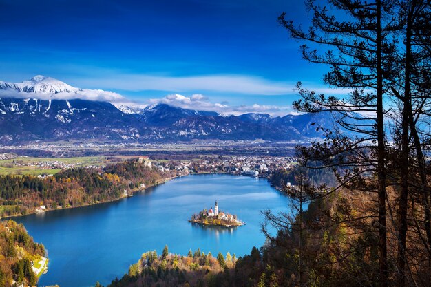 Amazing View On Bled Lake Autumn or Winter in Slovenia Europe