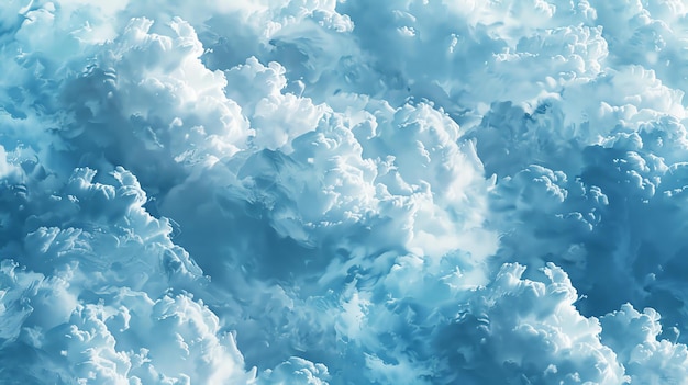 Foto una vista straordinaria delle nuvole dall'alto l'immagine mostra una varietà di formazioni nuvolose da piccole nuvole soffice a grandi nuvole cumulus imponenti
