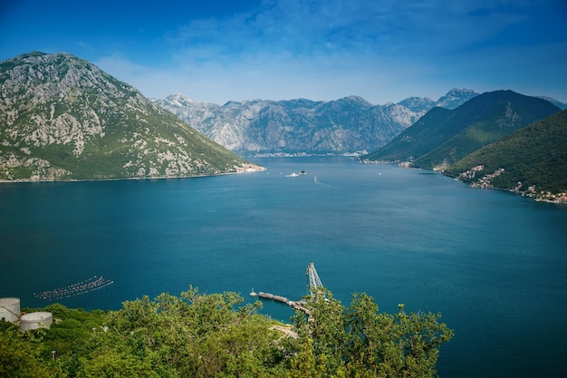 Amazing view from the observation point in the mountain road in Bay of Kotor