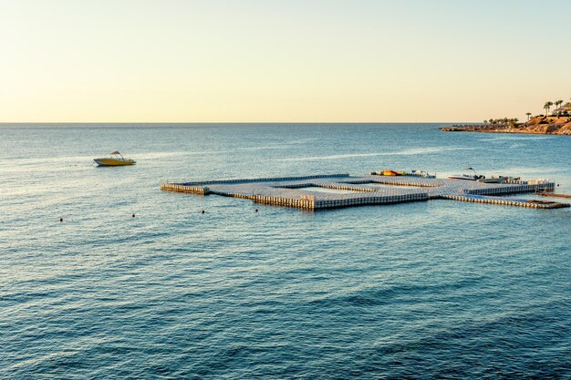 Amazing view of Red sea surface from coast Natural background sunny day sky