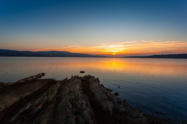 Amazing view of sunrise at Tbilisi sea