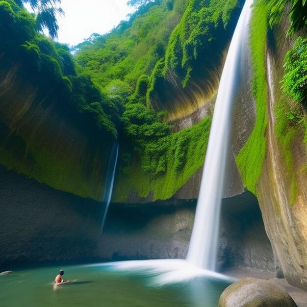 Photo amazing view of tiu kelep waterfall