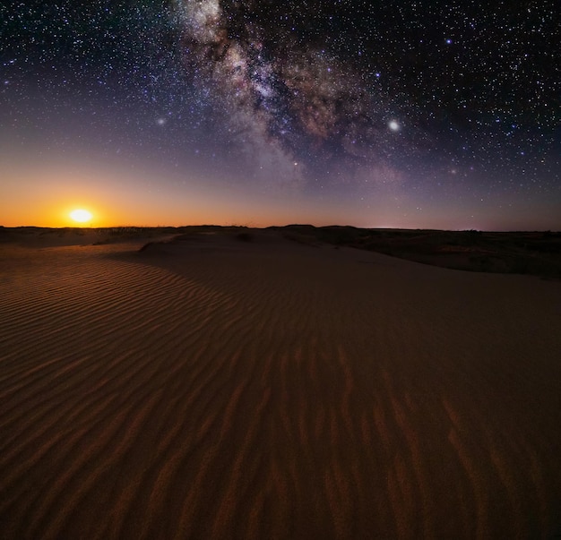 Photo amazing views of the sahara desert under the night starry sky