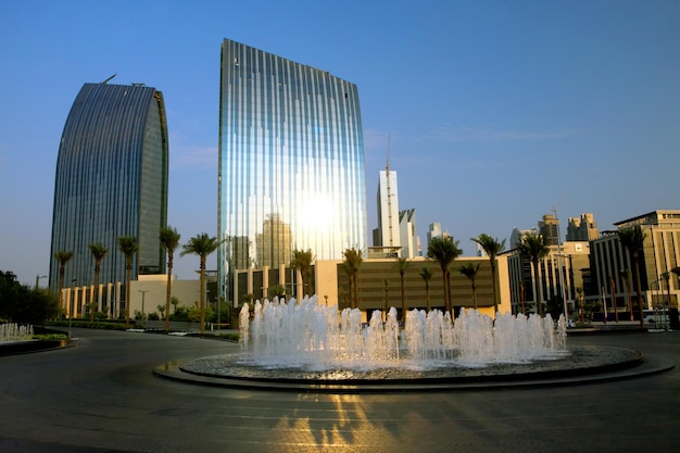 Amazing Water Fountain Near Dubai Mall Famous Tourist Attraction Water Dance Fountain Dubai Travel And Tourism Concept Image No People