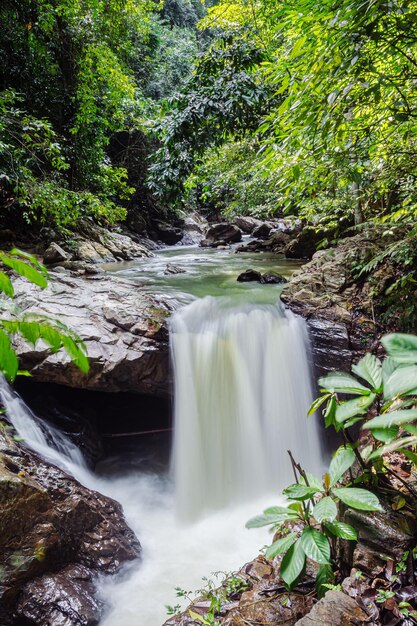 Amazing waterfall in green forest laong rung waterfall yala thailand