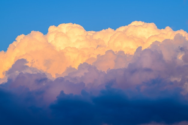 Amazing of yellow, violet and blue cloud on blue sky