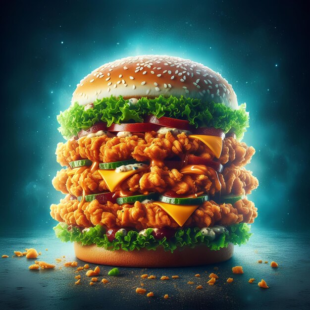 Premium AI Image Amazing Zinger Burger presentation