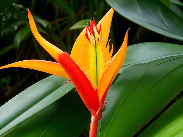 アマゾンの熱帯雨林のヘリコニアの花、ロブスタークロー、美しい自然の静止画撮影