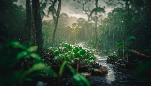 3D иллюстрация тропических лесов Амазонки