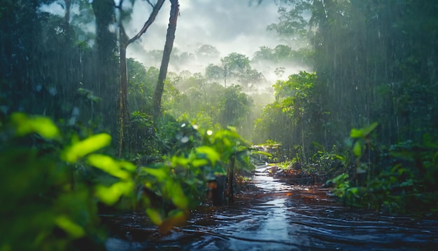 The Amazon rainforest 3D illustration