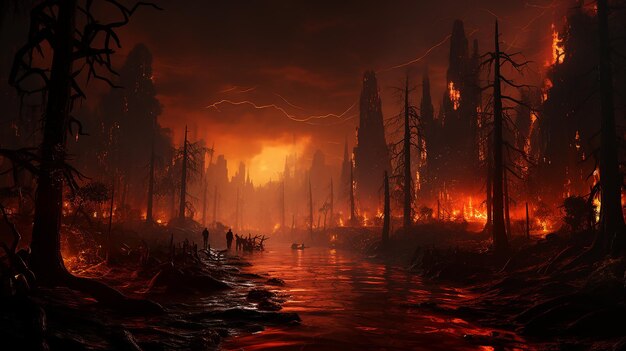 Amazon Rainforest in Flames Devastating Fire Scene