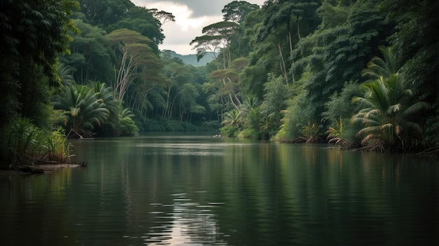 Foto paesaggio fluviale della foresta amazzonica design della carta da parati naturale