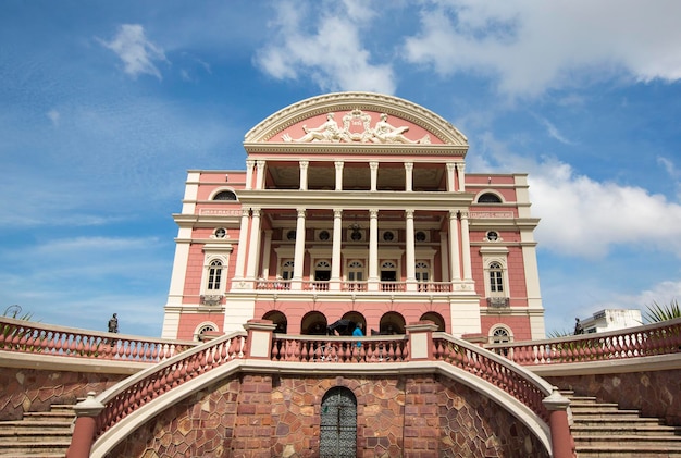 Amazon Theatre with blue sky opera house in Manaus Brazil