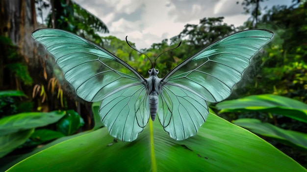 Photo amazonian glasswing butterfly