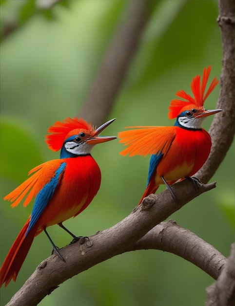 Amazonian royal flycatcher birds pair generated using AI