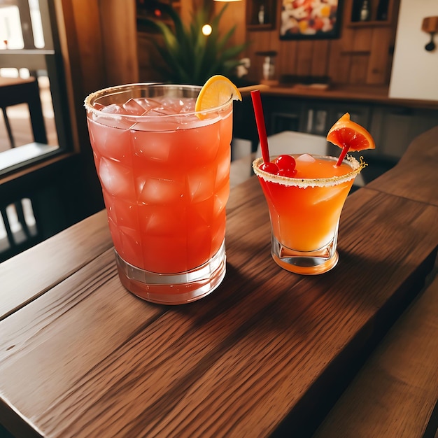 Ambachtelijke cocktail gefotografeerd op houten tafel AI gegenereerd