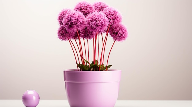 Ambassadeur Allium plant op een pot op witte achtergrond