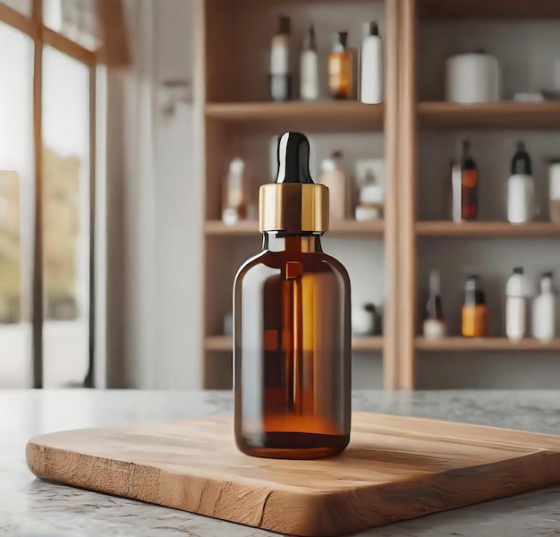 amber dropper bottle for cosmetic and branding mockup