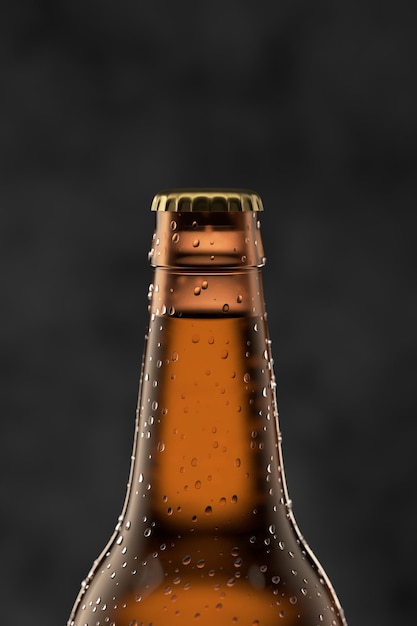 Amber fles op een donkere achtergrond met een metalen dop d render