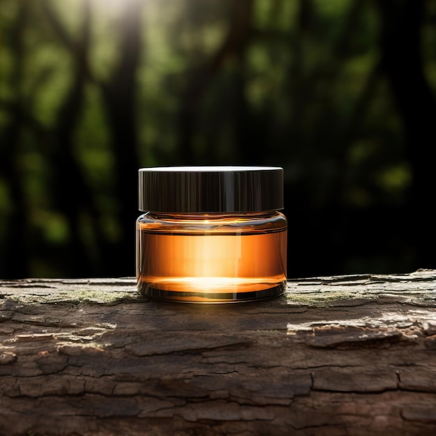 Amber glass cosmetic cream jar mockup beauty product container front view template styled creative c